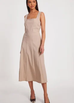 Dresses>Quiz Stone Square Neck Midaxi Dress