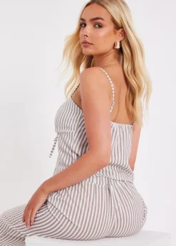 Tops>Quiz Stone Striped Tie Front Top