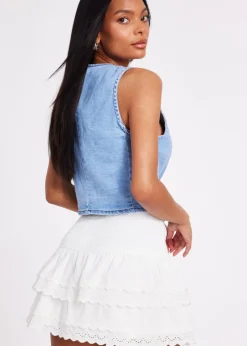Skirts>Quiz White Embroidered Mini Skirt