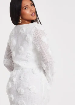 Coats & Jackets>Quiz White Floral Cropped Jacket