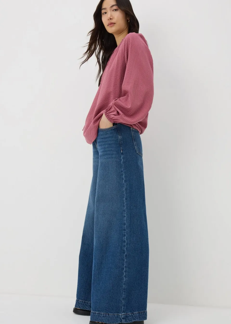 Tops>Papaya Raspberry Boho TexturedTie Neck Blouse