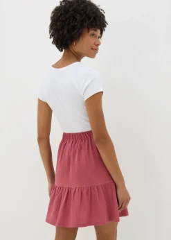 Skirts>Papaya Raspberry Tiered Mini Skirt