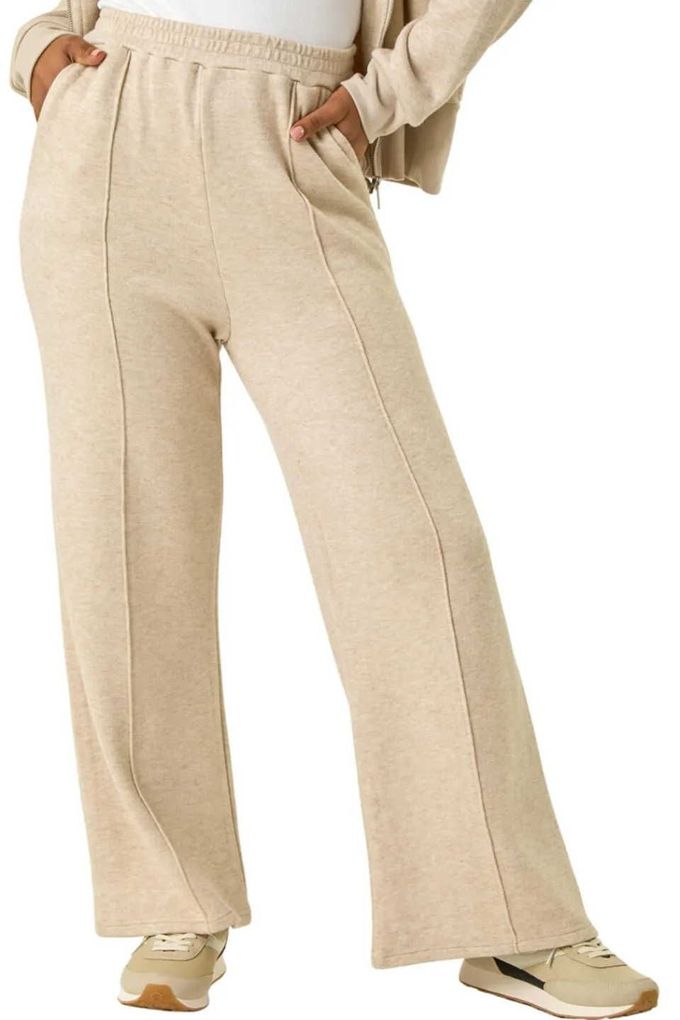 Trousers>Roman Beige Petite Pintuck Stretch Trouser