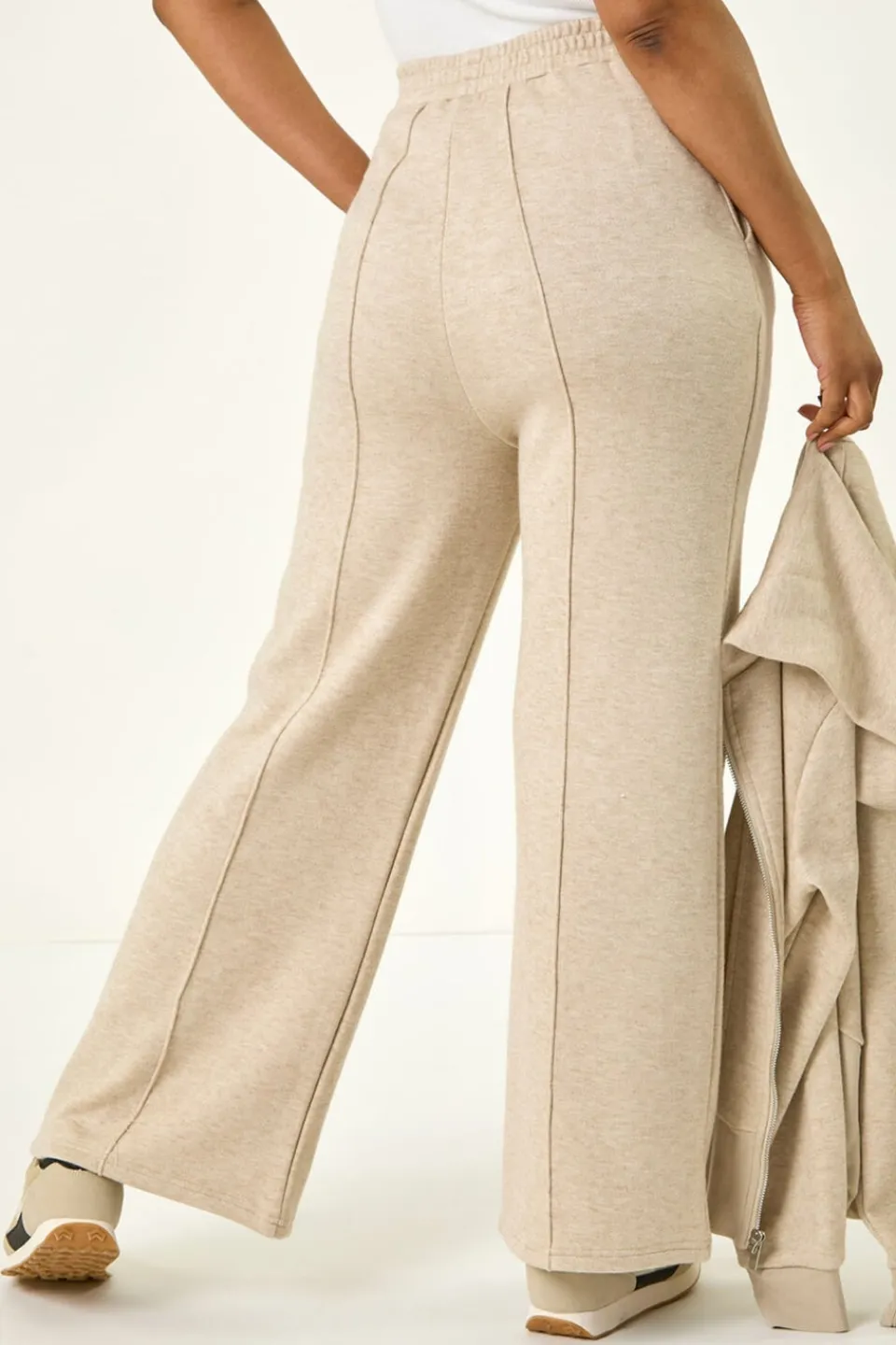 Trousers>Roman Beige Petite Pintuck Stretch Trouser