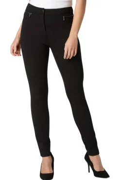 Trousers>Roman Black 27 Inch Ponte Zip Trousers