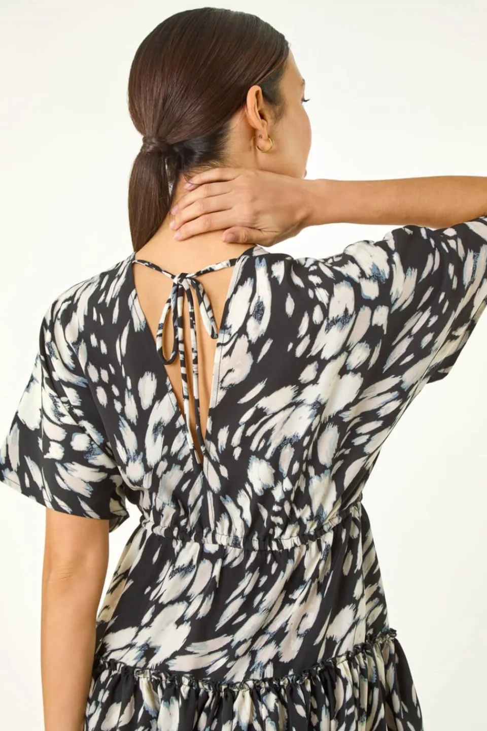 Dresses>Roman Black Abstract Boho Mini Dress