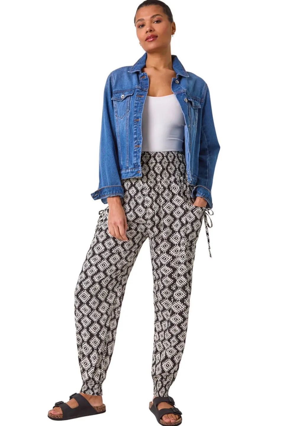 Trousers>Roman Black Abstract Tie Pocket Trousers
