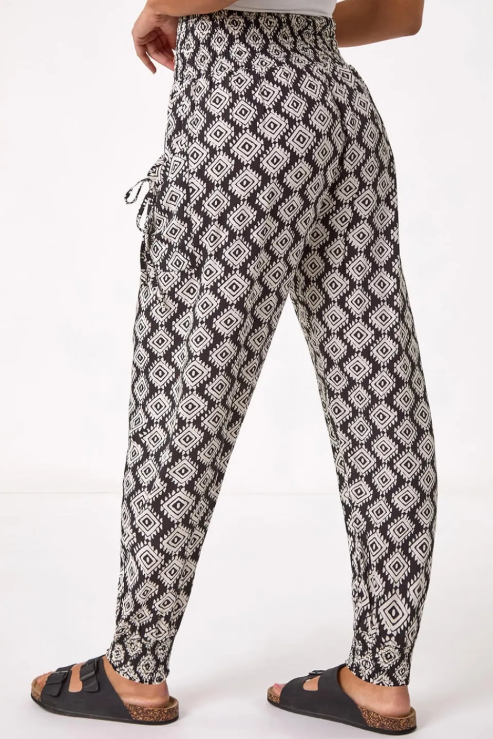 Trousers>Roman Black Abstract Tie Pocket Trousers