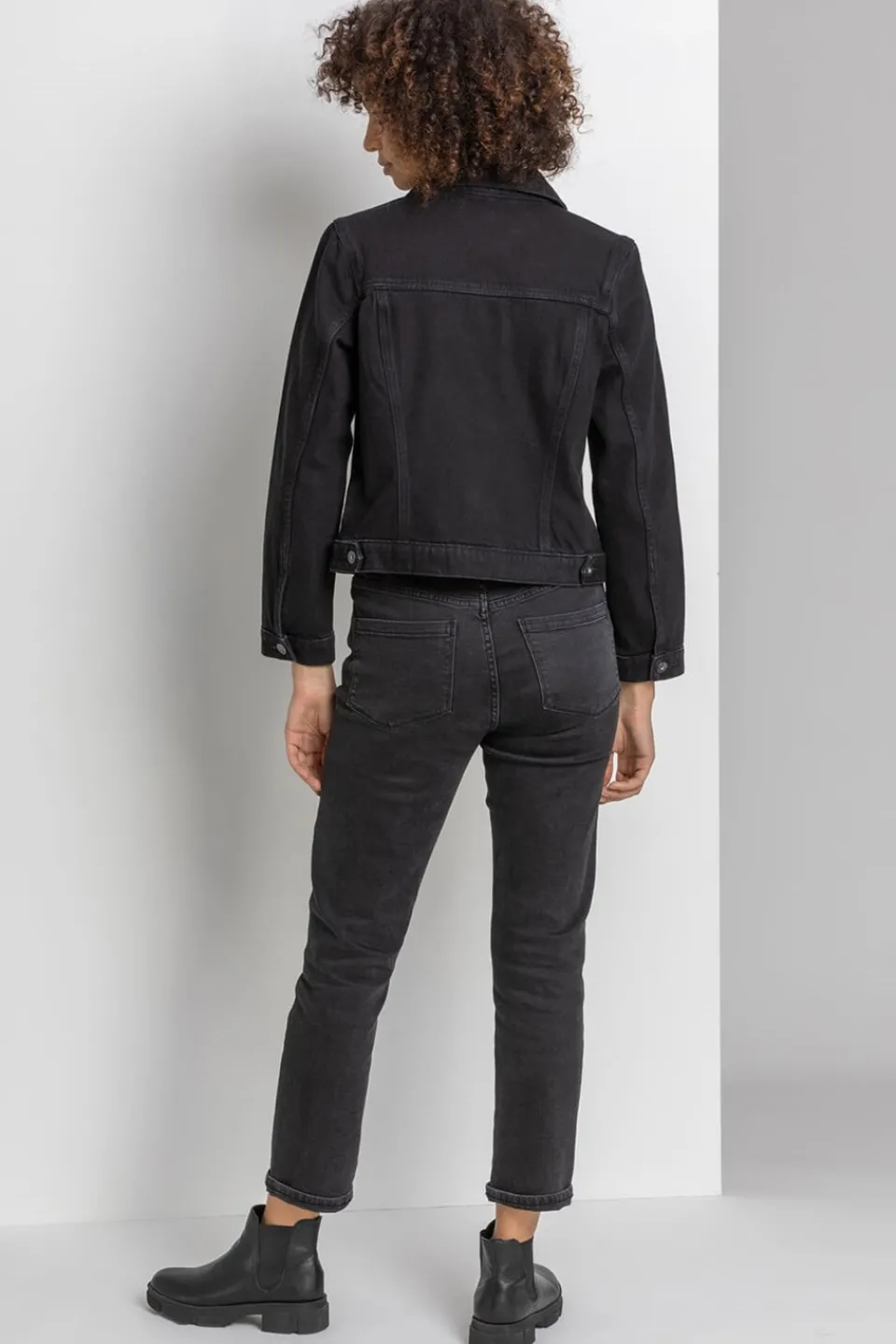 Coats & Jackets>Roman Classic Cotton Denim Jacket Black