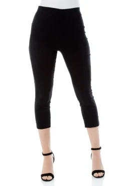 Trousers>Roman Black Cropped Stretch Trouser Capri Summer Leggings 3/4 Pedal Pushers