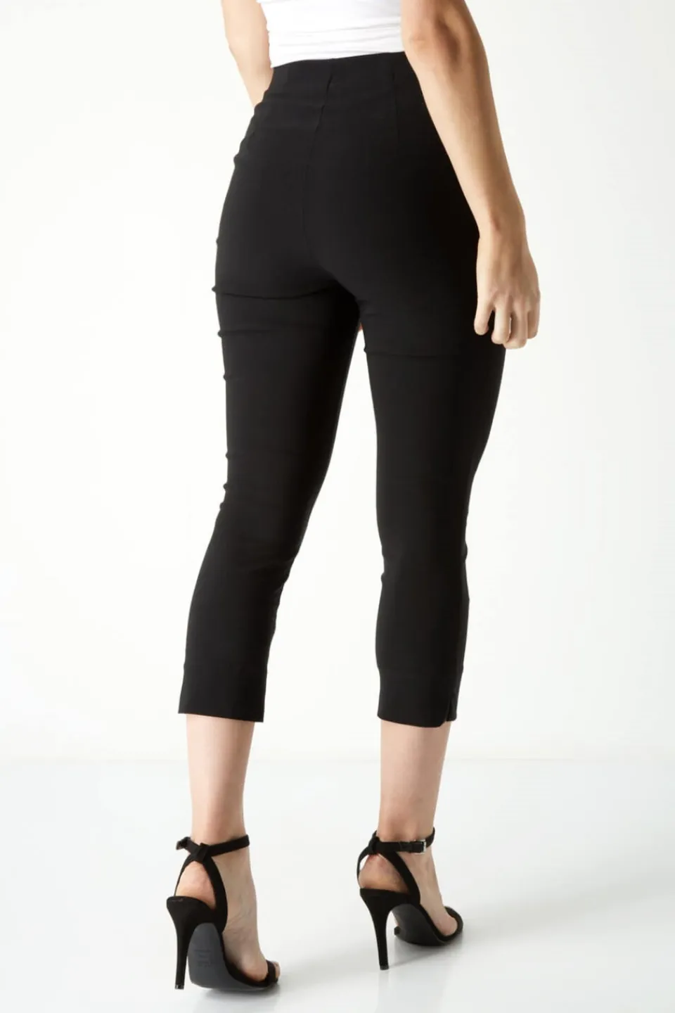 Trousers>Roman Cropped Stretch Trouser Capri Leggings 3/4 Pedal Pushers Black