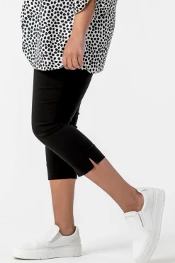 Trousers>Roman Black Curve Cropped Stretch Side Split Trouser