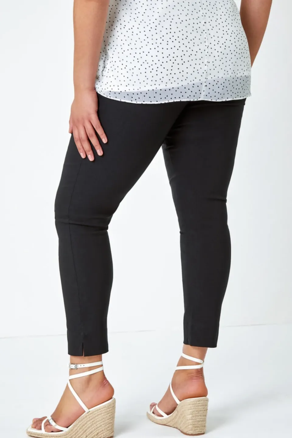 Trousers>Roman Black Curve Elastic Waist Full Length Trousers Black1941Saddle