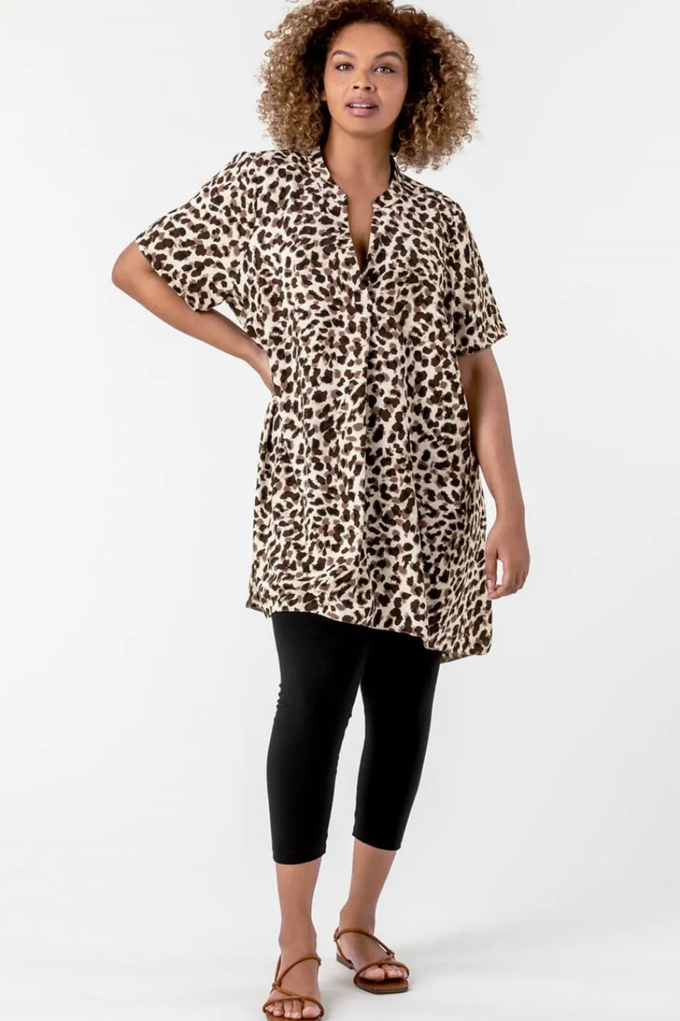 Jeans & Jeggings>Roman Curve Plain Elastic Waist Cropped Leggings Black