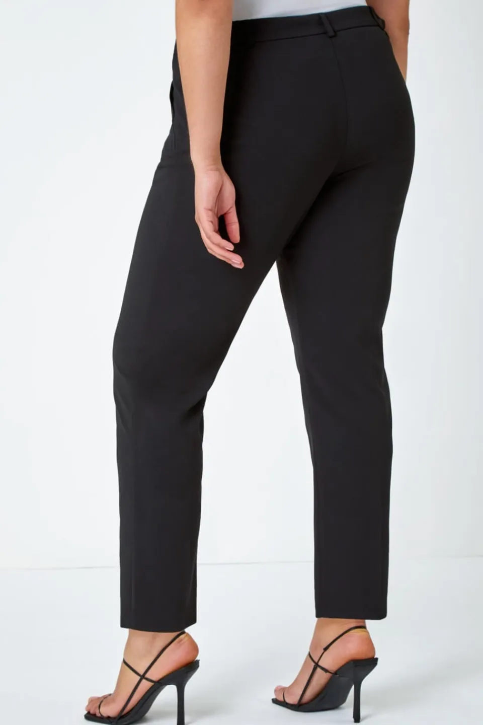 Trousers>Roman Black Curve Straight Smart Trousers