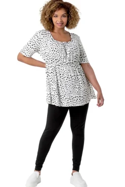 Leggings>Roman Black Curve Stretch Plain Elastic Waist Leggings