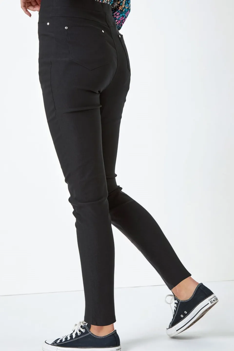 Jeans & Jeggings>Roman Elastic Waist Stretch Jean Trouser Black