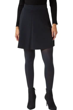 Skirts>Roman Black Elastic Waist Stretch A Line Skater Skirt