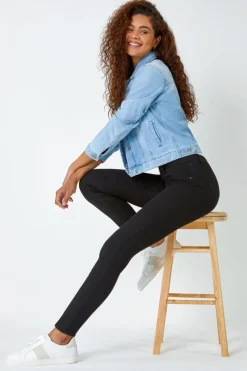 Jeans & Jeggings>Roman Elastic Waist 31" Denim Stretch Jegging Black