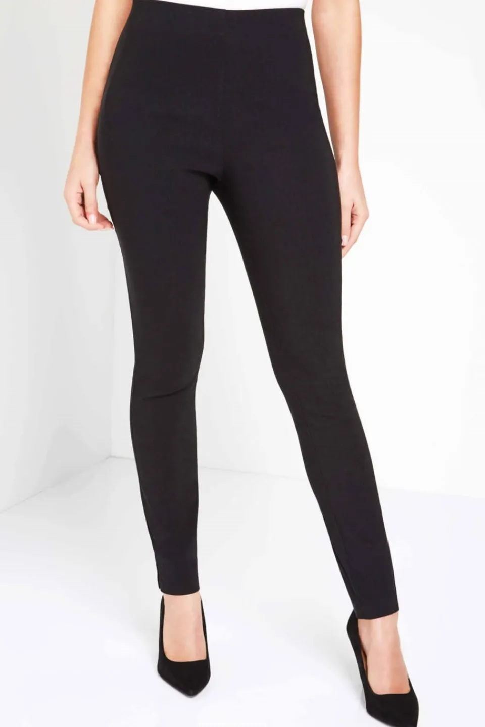 Trousers>Roman Full Length Elastic Waist Stretch Trousers Black