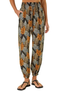 Trousers>Roman Black Leaf Tie Waist Trousers