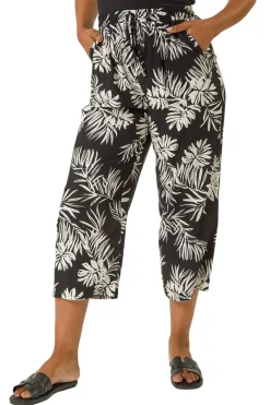 Trousers>Roman Black Petite Tropical Cropped Trouser