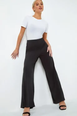 Trousers>Roman Petite Wide Leg Stretch Trouser Black