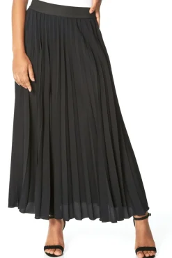 Skirts>Roman Pleated Elastic Waist Maxi Skirt Black