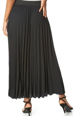 Skirts>Roman Pleated Elastic Waist Maxi Skirt Black