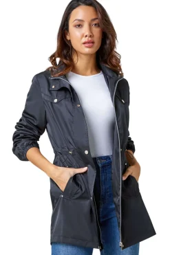Coats & Jackets>Roman Shower Resistant Longline Jacket Black