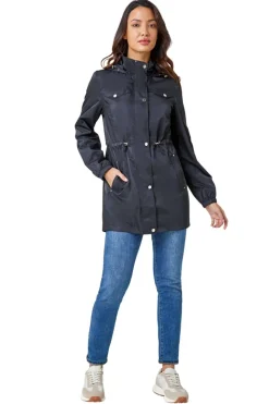 Coats & Jackets>Roman Shower Resistant Longline Jacket Black