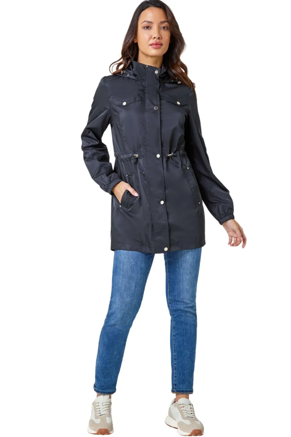 Coats & Jackets>Roman Shower Resistant Longline Jacket Black