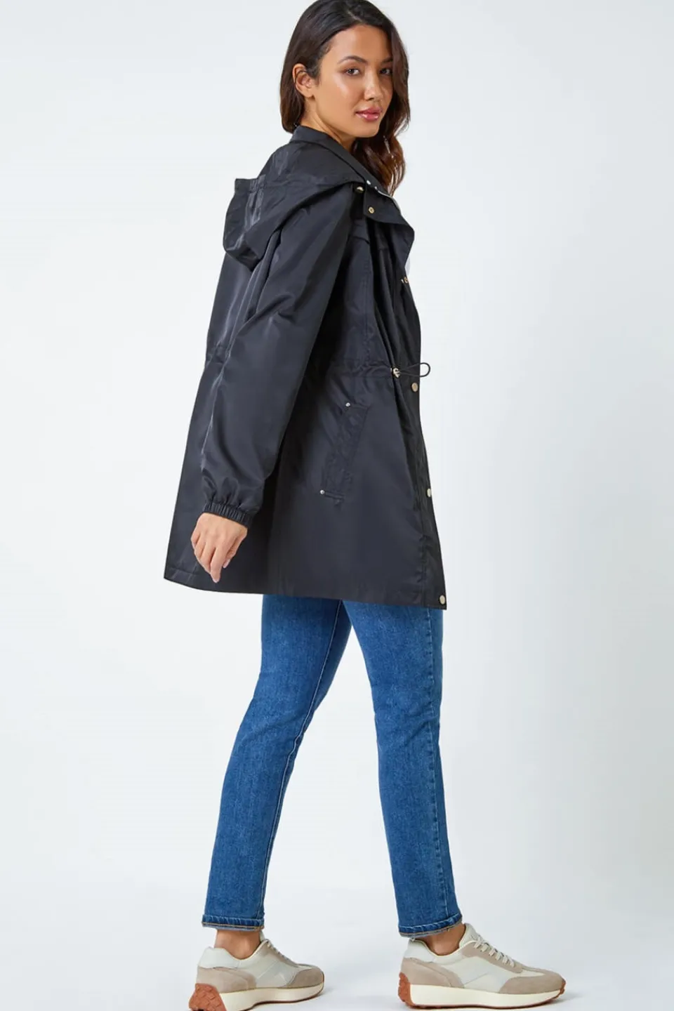 Coats & Jackets>Roman Shower Resistant Longline Jacket Black