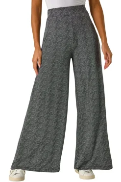 Trousers>Roman Black Spot Print Wide Leg Trouser