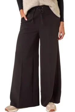 Trousers>Roman Black Super Stretch Tie Front Wide Leg Trouser