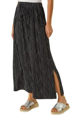 Skirts>Roman Black Swirl & Spot Print A-line Skirt