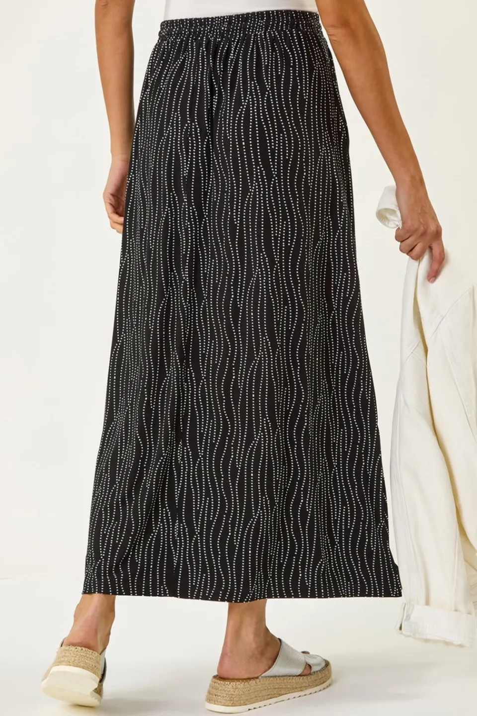 Skirts>Roman Black Swirl & Spot Print A-line Skirt