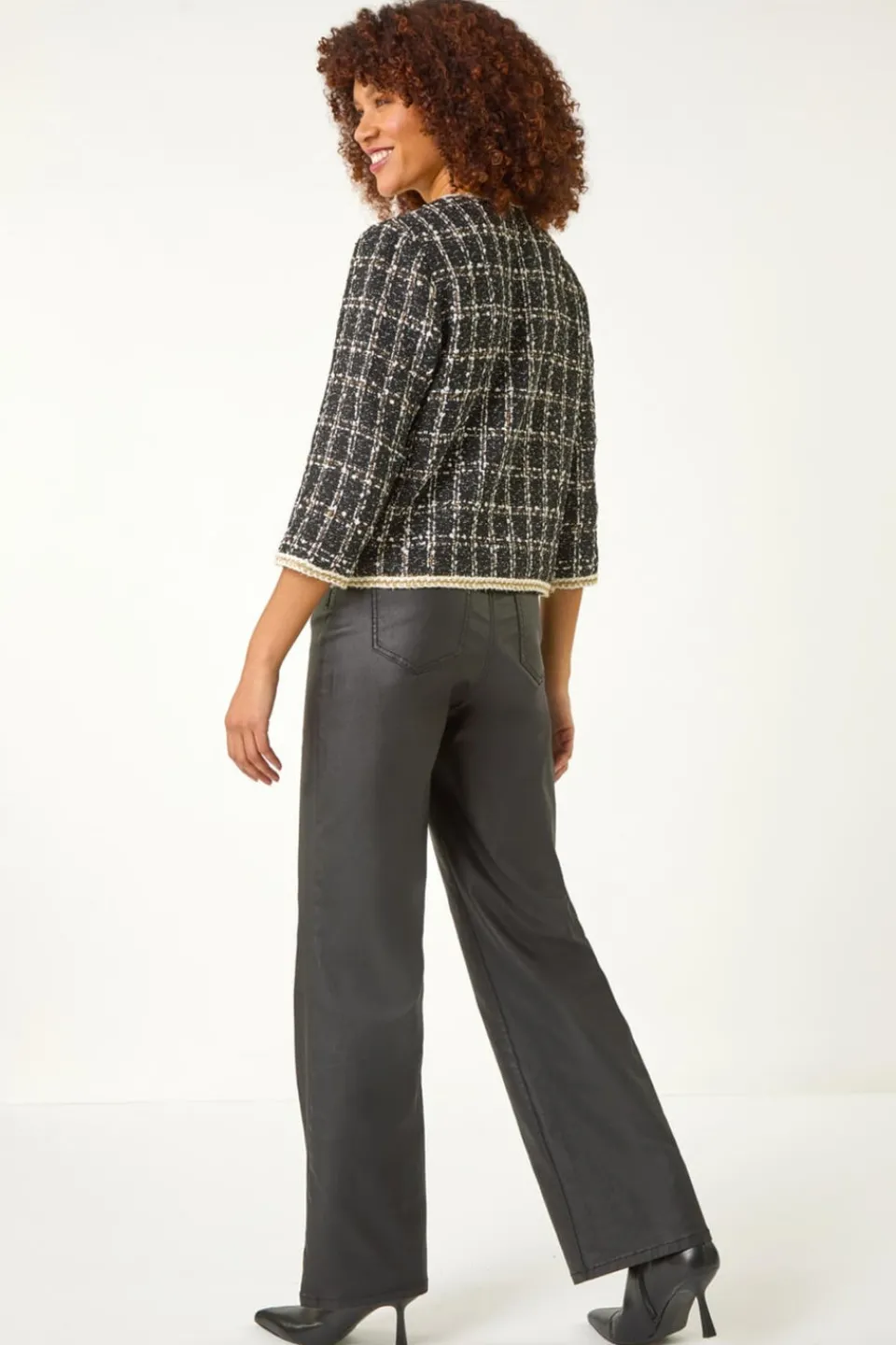 Coats & Jackets>Roman Black Textured Check Pocket Jacket