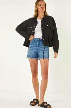 Coats & Jackets>Roman Black Utility Collared Pocket Jacket