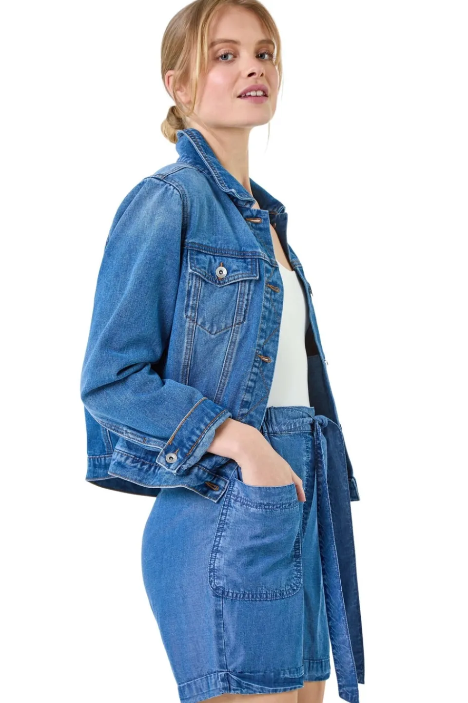 Coats & Jackets>Roman Classic Cotton Denim Jacket Blue