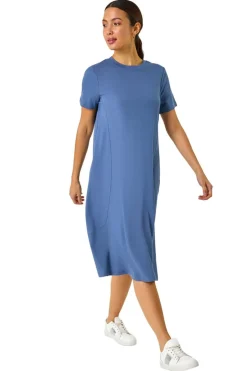 Dresses>Roman Blue Relaxed T-Shirt Jersey Dress