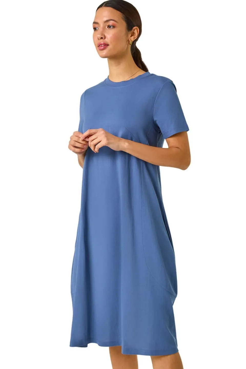 Dresses>Roman Blue Relaxed T-Shirt Jersey Dress