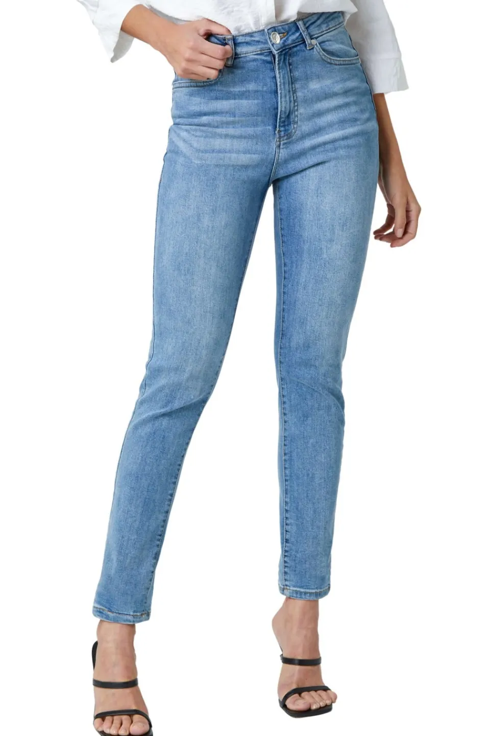 Jeans & Jeggings>Roman Blue Slim Leg Stretch Mom Jeans