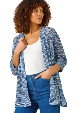 Tops>Roman Blue Space Dye Knit Cardigan