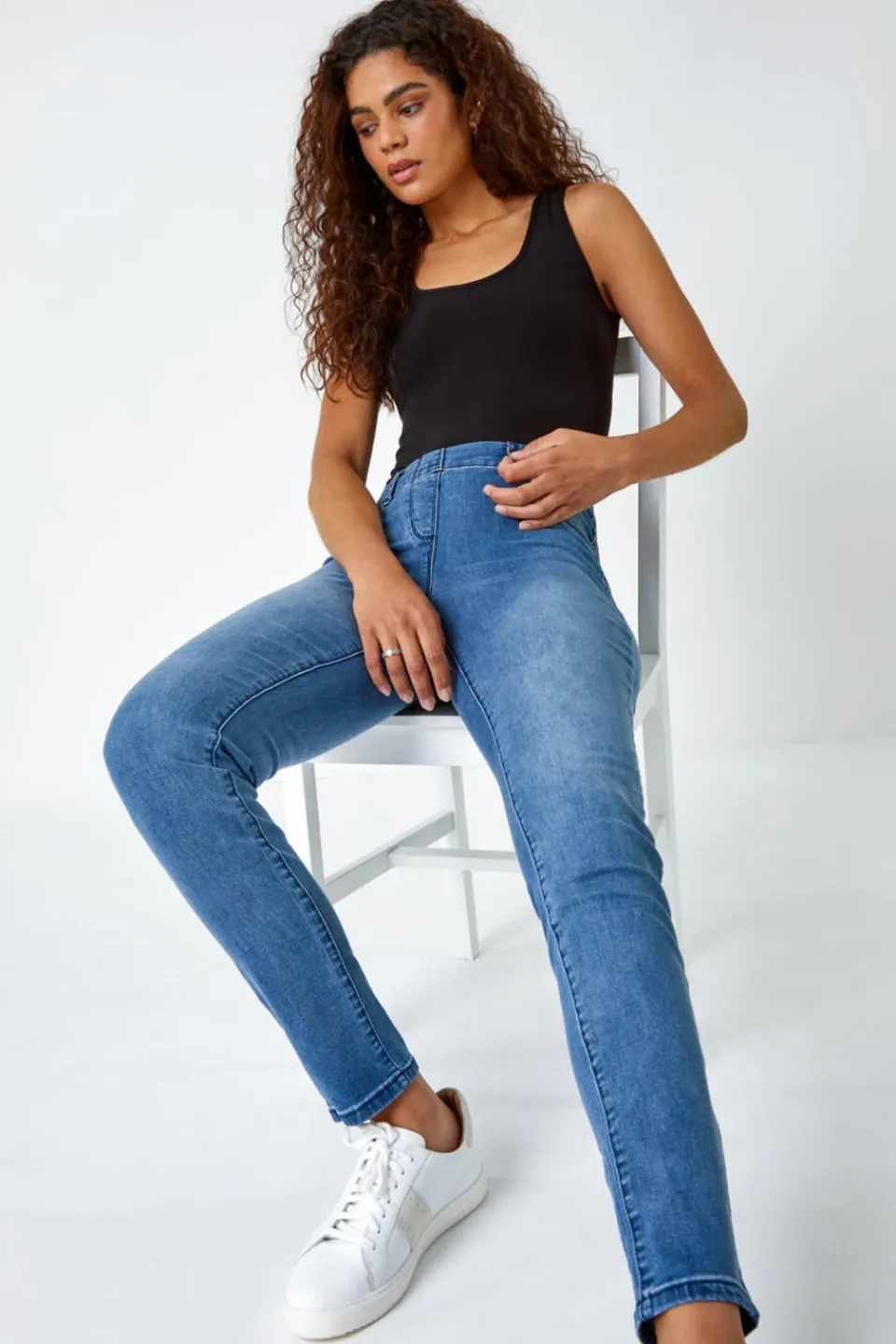Jeans & Jeggings>Roman Bright Blue 31" Stretch Denim Jegging BrightBlue