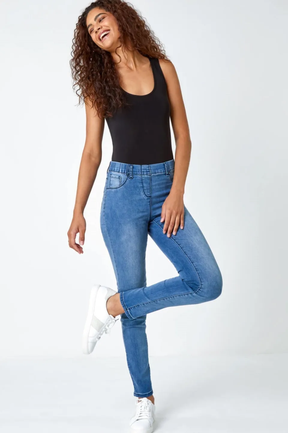 Jeans & Jeggings>Roman Bright Blue 31" Stretch Denim Jegging BrightBlue