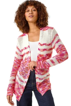 Tops>Roman Candy Pink Colour Block Spacedy Knit Cardigan