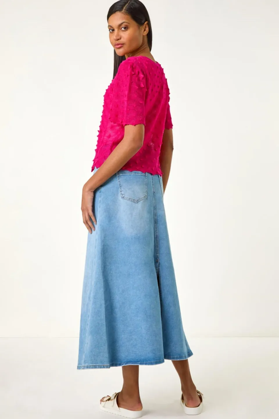 Tops>Roman Candy Pink Textured Tie Front Shrug