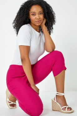 Trousers>Roman Petite Cropped Stretch Trouser Cerise