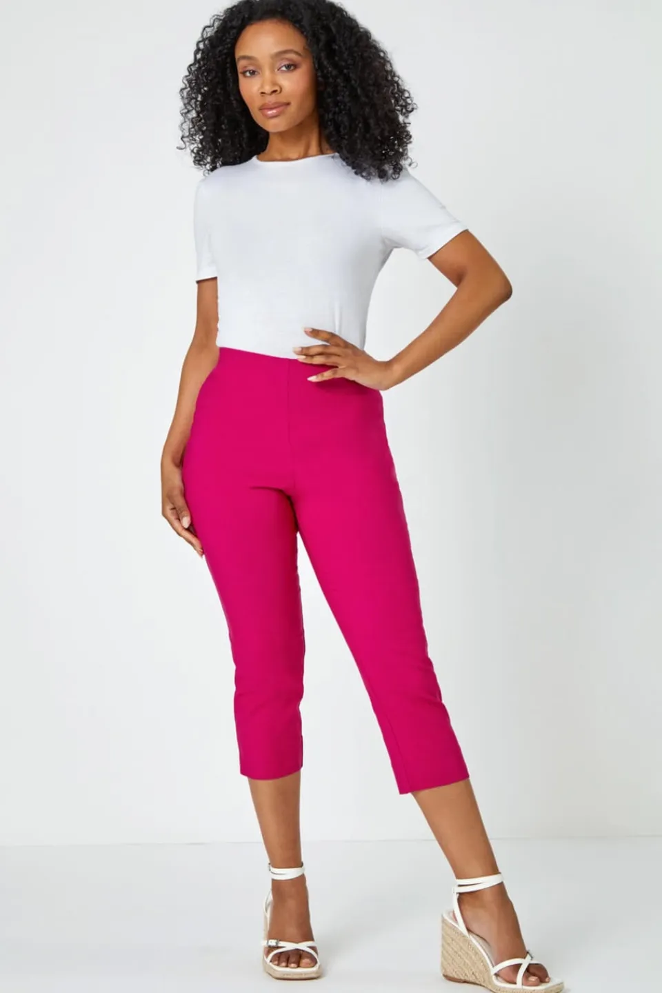 Trousers>Roman Petite Cropped Stretch Trouser Cerise